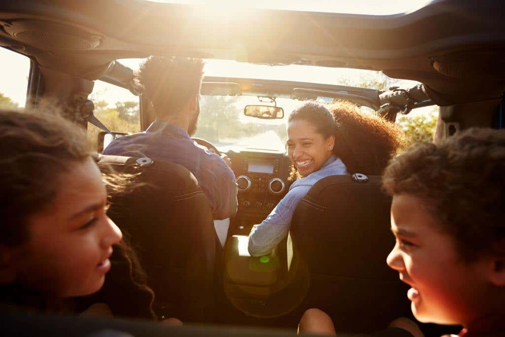 family driving in a car