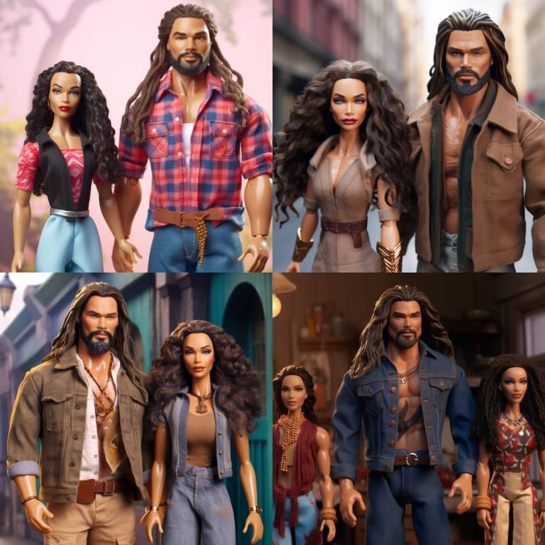 Jason Momoa And Lisa Bonet as AI Ken and Barbie