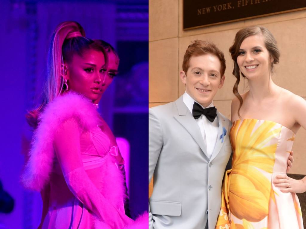 Ariana Grande performs onstage during the 62nd Annual GRAMMY Awards , Ethan Slater and Lilly James pose for a photo as the 2018 TONY award nominees prep