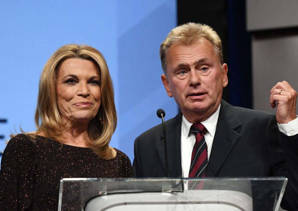 "Wheel of Fortune" hostess Vanna White and host Pat Sajak at the NAB Achievement In Broadcasting Dinner