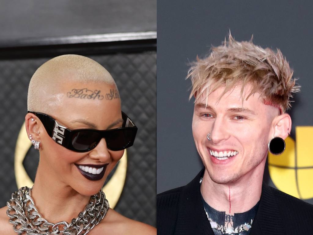 Amber Rose attends the 65th GRAMMY Awards, Machine Gun Kelly attends Univision's 36th Premio Lo Nuestro, Amber Rose Says MGK Is The Only Ex Who Apologized To Her.