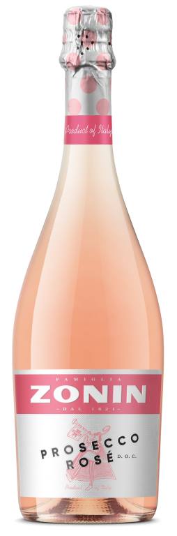 single bottle of Zonin Prosecco Rose Extra Dry