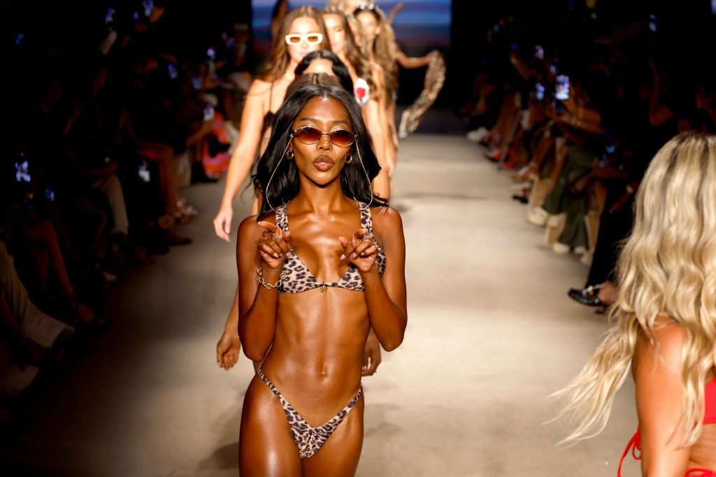 Models walk the runway for the AXIL Swim Fashion Show during Paraiso Miami Swim Week at The Paraiso Tent on June 02, 2024 in Miami Beach, Florida. (Photo by Frazer Harrison/Getty Images for Axil Swim)