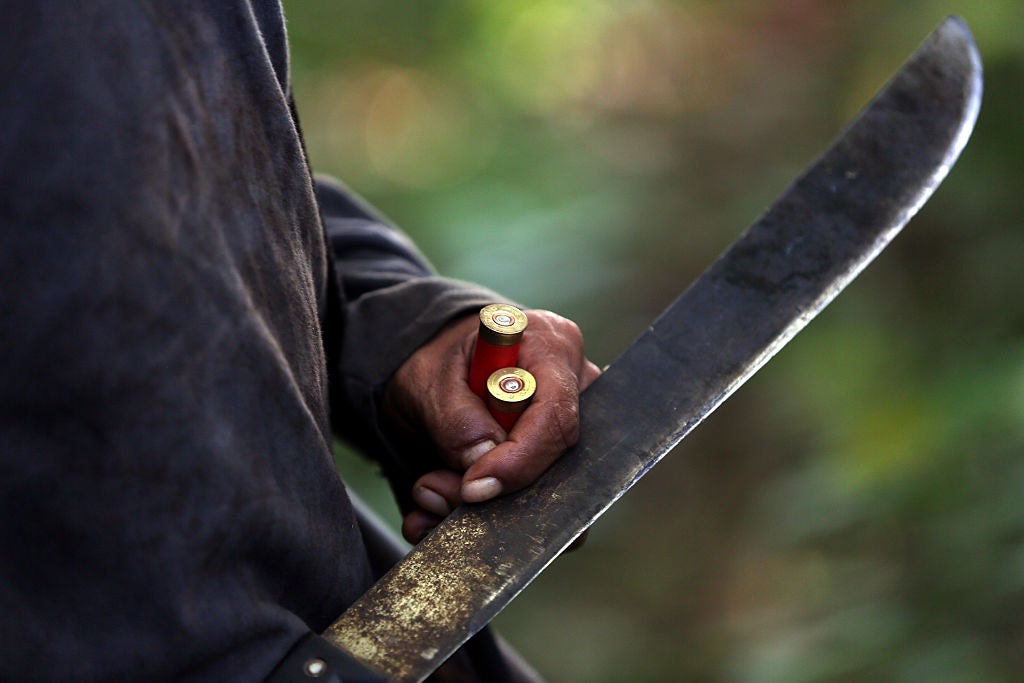 Wrestlers of Xingu. A naked Florida man was arrested after severing another man's hand with a machete during an early morning attack.