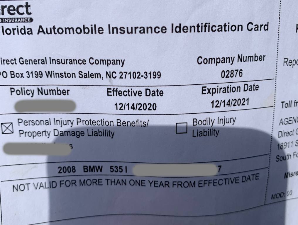 Invalid Insurance Card