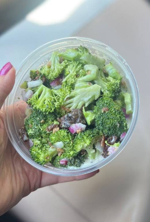 Small container of broccoli salad