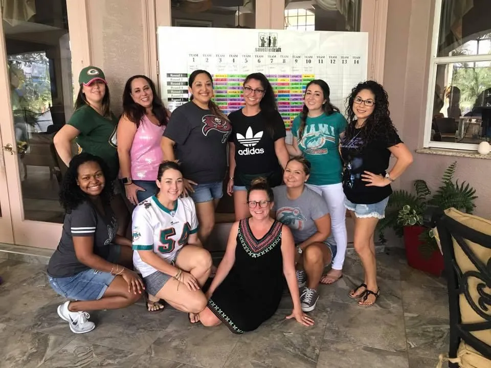 Female fantasy football league together for draft party