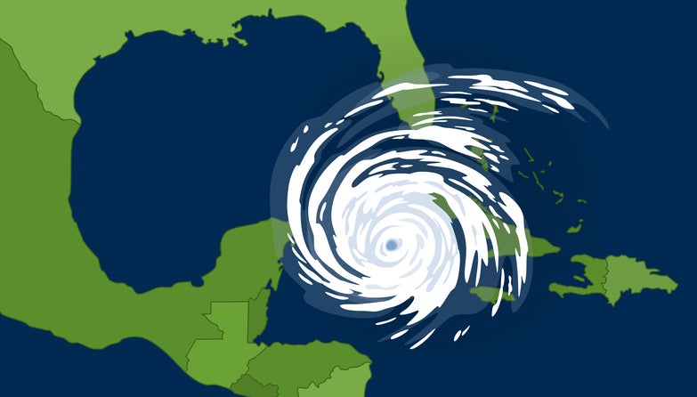 Tropical cyclone in the gulf of Mexican. Huge hurricane, view from space. Charlotte County Evacuations Issued For Hurricane Milton