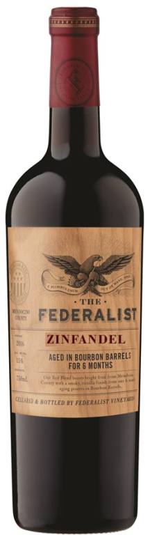 Single bottle of Federalist Bourbon Barrell Aged Zinfandel it's good sips for National Red Wine Day and Labor Day