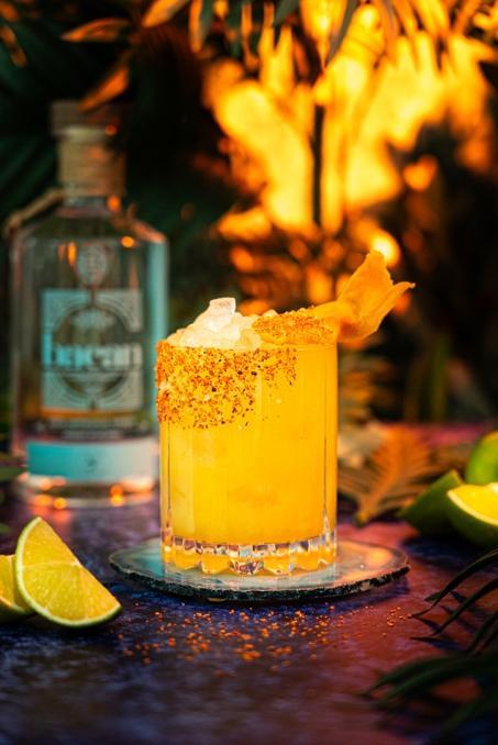 cocktail and bottle of Bacan for new colombian spirit now available in Florida